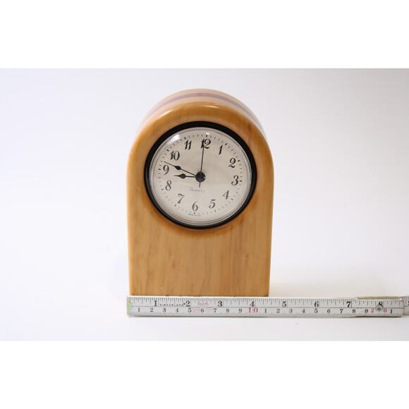 Light Brown, Wooden, Mantel Clock, Minimalistic, Shelf, Table, ~ 250507-WH 237 - Picture 4 of 4